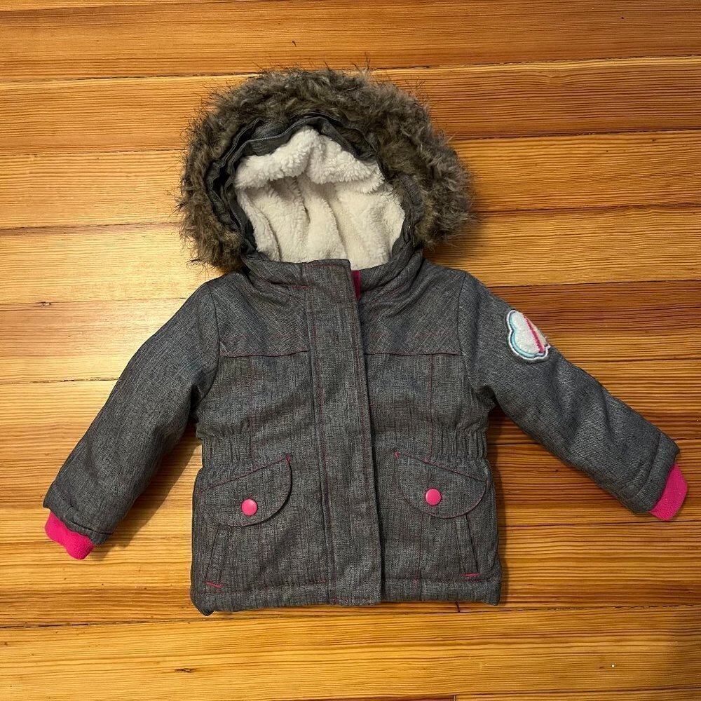 Cat & Jack snow jacket 12m with detachable fur at hood